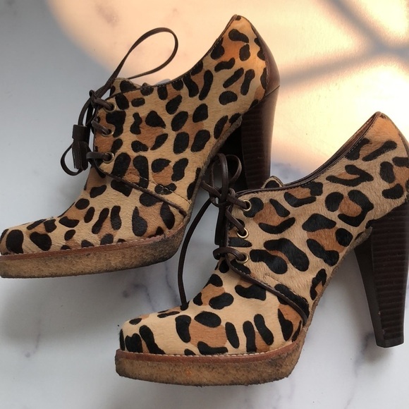 Coach Leopard Calf Hair Tullah Heels Booties Size 8.5B - Picture 7 of 14